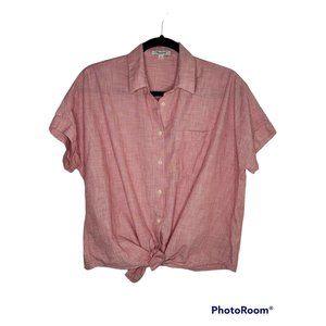 🌼HP🌼Madewell End On End Red Tie Front Button Down Top - Size M